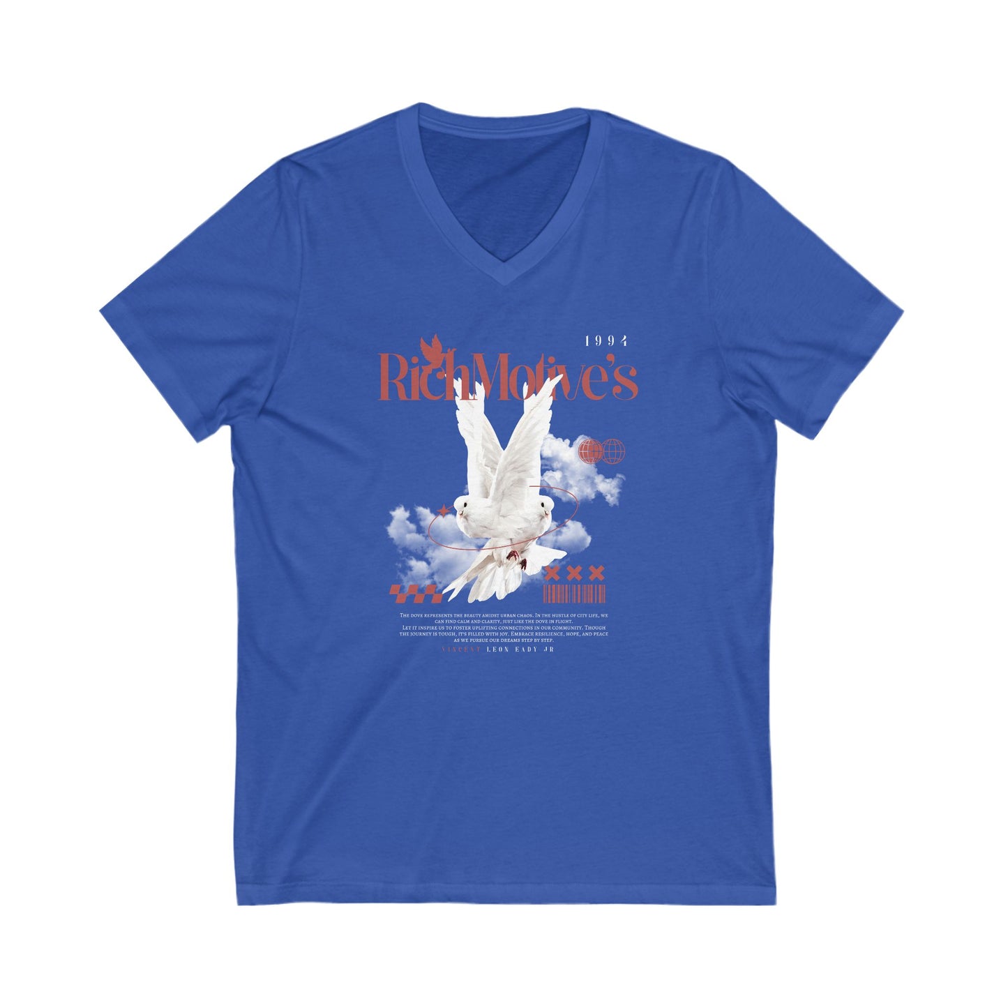 Rich Motive's Dove Graphic Unisex V-Neck Tee