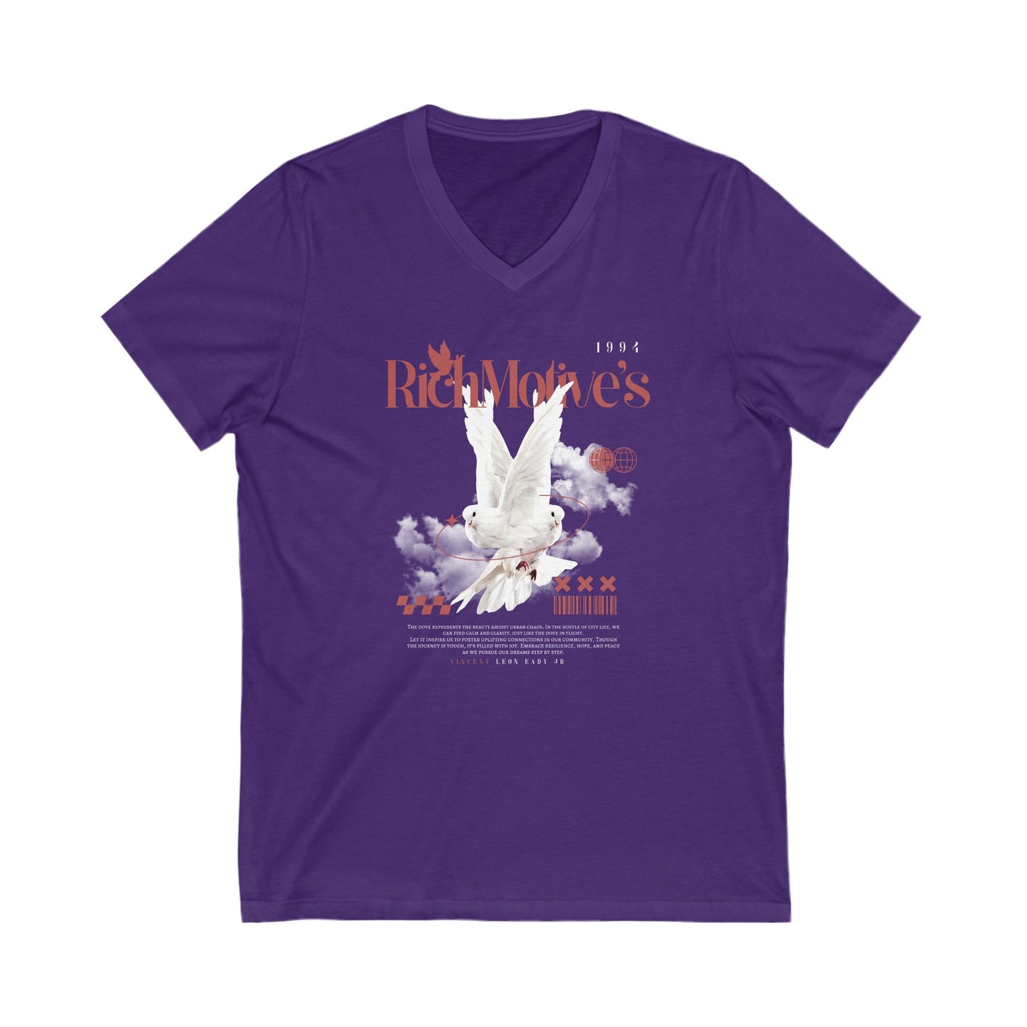 Rich Motive's Dove Graphic Unisex V-Neck Tee