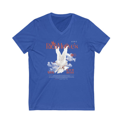 Rich Motive's Dove Graphic Unisex V-Neck Tee