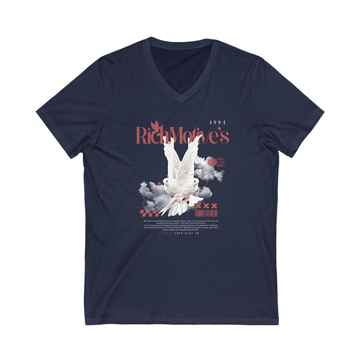 Rich Motive's Dove Graphic Unisex V-Neck Tee