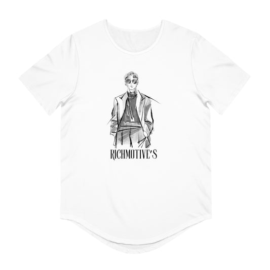 Trendy Curved Hem Tee with Richmotive's Design