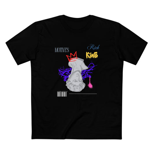 Motives Rich King Graphic Tee - Stylish Black Adult T-Shirt for Trendsetters